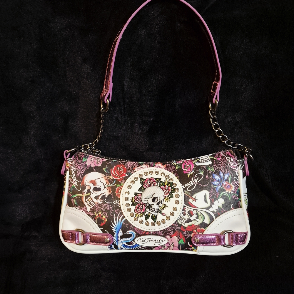 Ed Hardy Skull and Roses Crossbody Bag